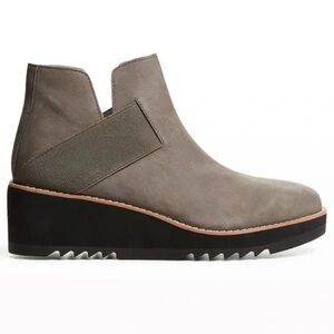 GUC Eileen Fisher Lark Gray Wedge Heel Booties Size 8 Leather Upper